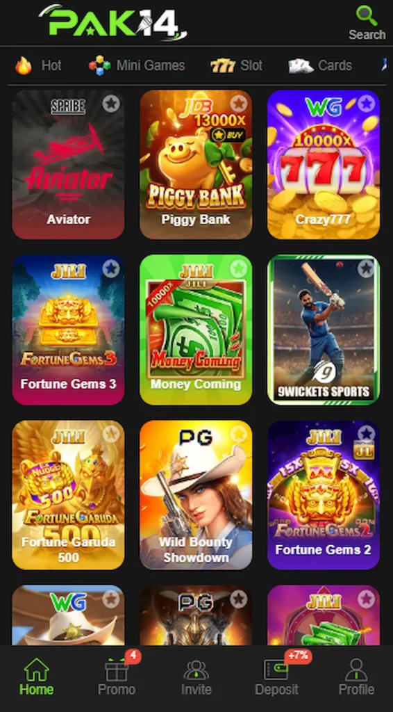 PAK14 game gameplay interface on Android mobile