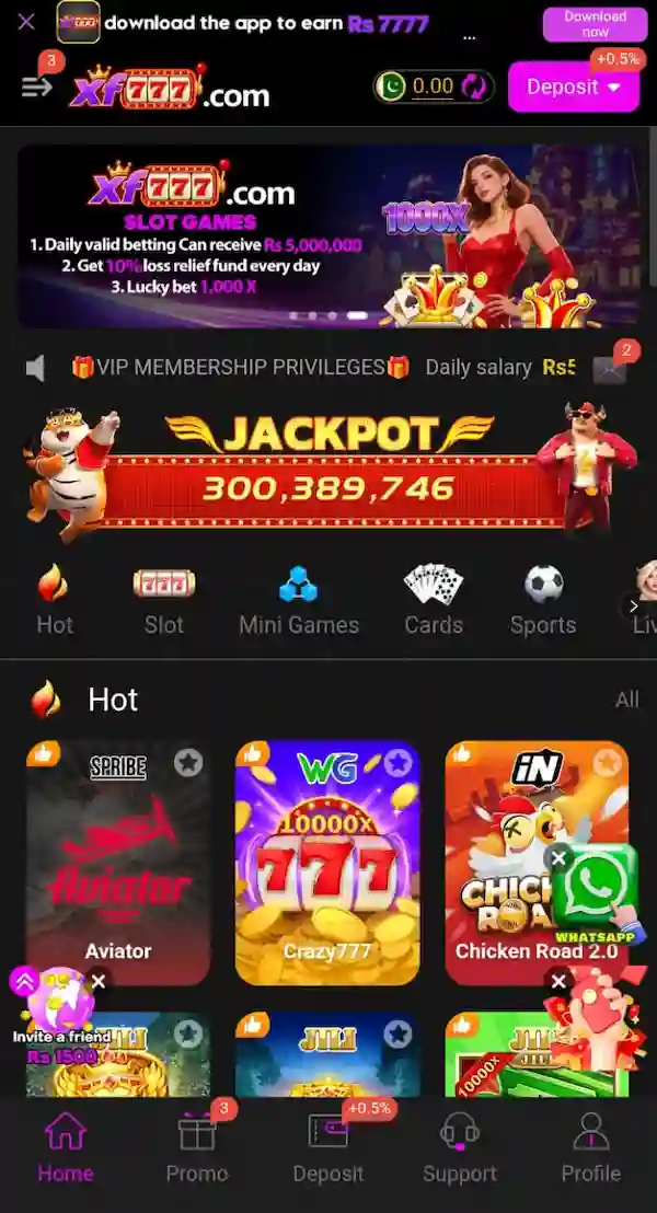 XF777 Game Home Screen and App Interface