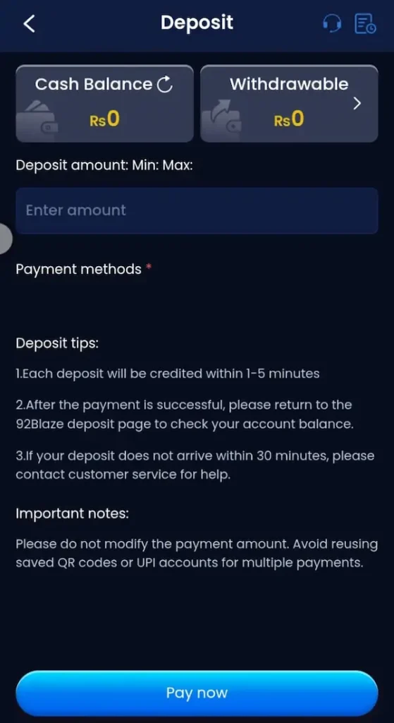 92Blaze Game Deposit Bonus and Payment Methods